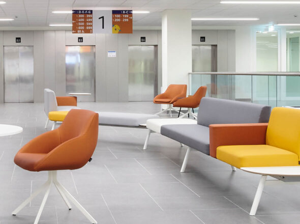 casala blue fauteuil corals modular seating wachtbank az delta roeselare belgie ziekenhuis healthcare projectmeubilair